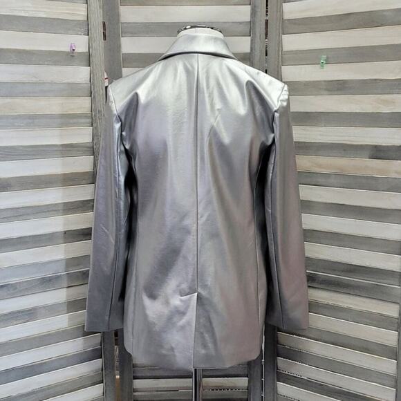 Women's Button Up Faux Leather Blazer Jacket | a new day | X Small - Picture 7 of 12